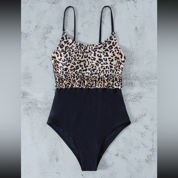 Boho leopard print one piece swimsuit - Picture 4 of 6